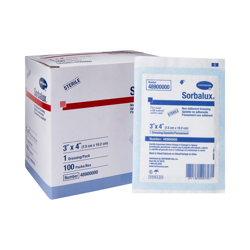 Hartmann Sorbalux Sterile Non-Adherent Dressing Rectangle 3 x 4 48900000 100 per Box - Image 1